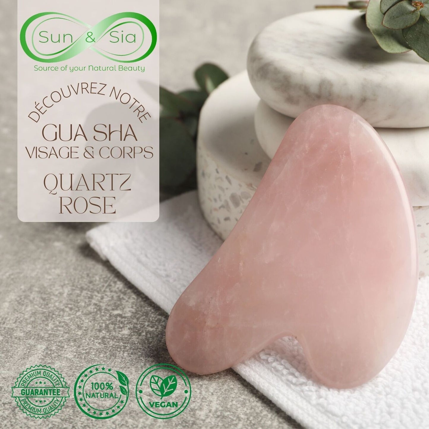 Gua Sha Rose Quartz – Masseur facial en pierre naturelle