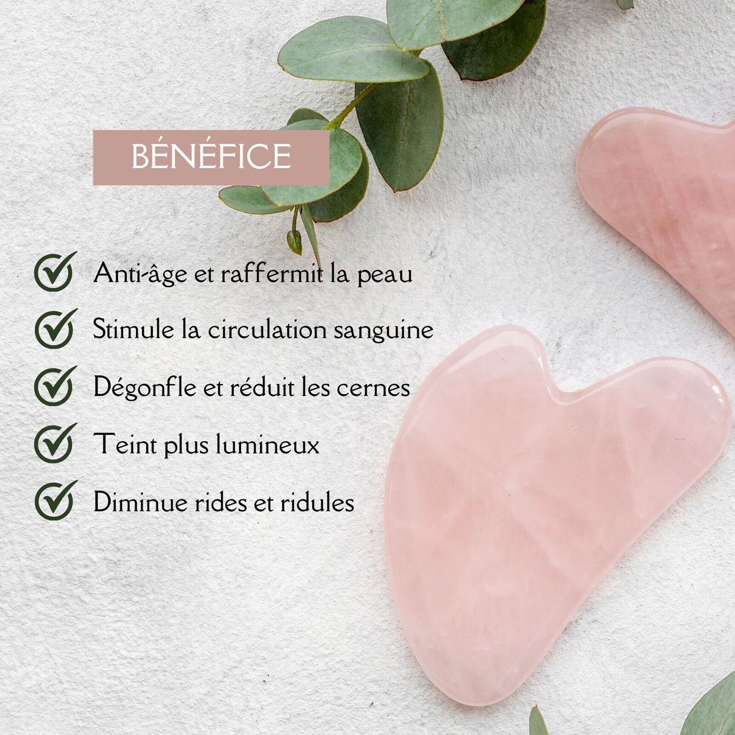Gua Sha Rose Quartz – Masseur facial en pierre naturelle