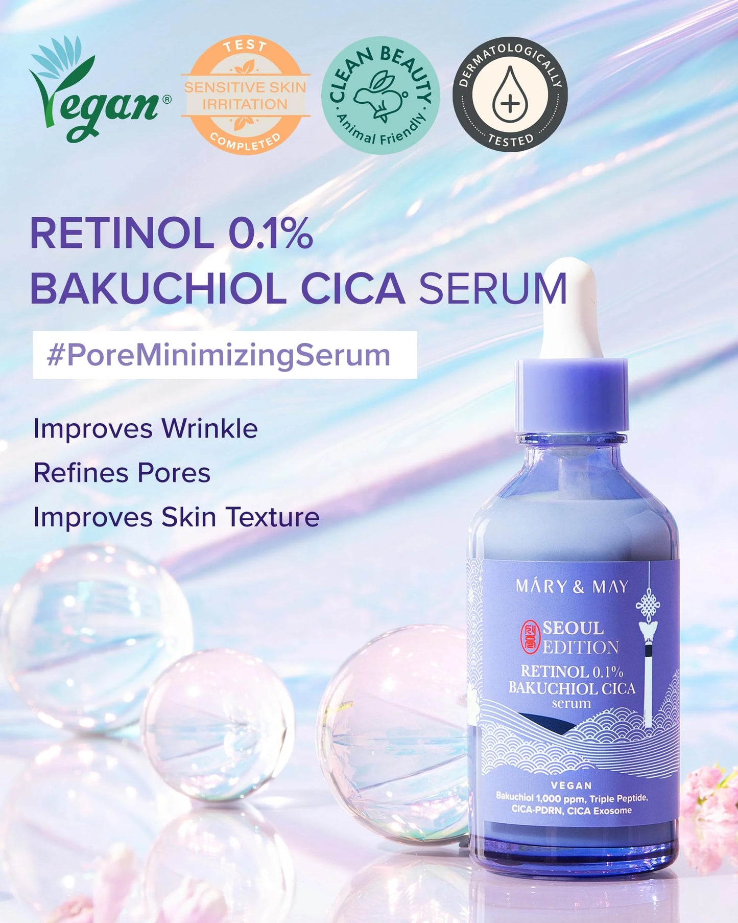Retinol 0.1% Bakuchiol CICA Serum - Προηγμένος αντιγηραντικός ορός με ρετινόλη 80ml