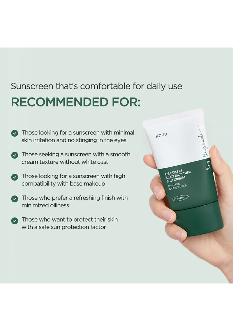 Heartleaf Silky Moisture Sun Cream SPF50+/PA++++ 50ml