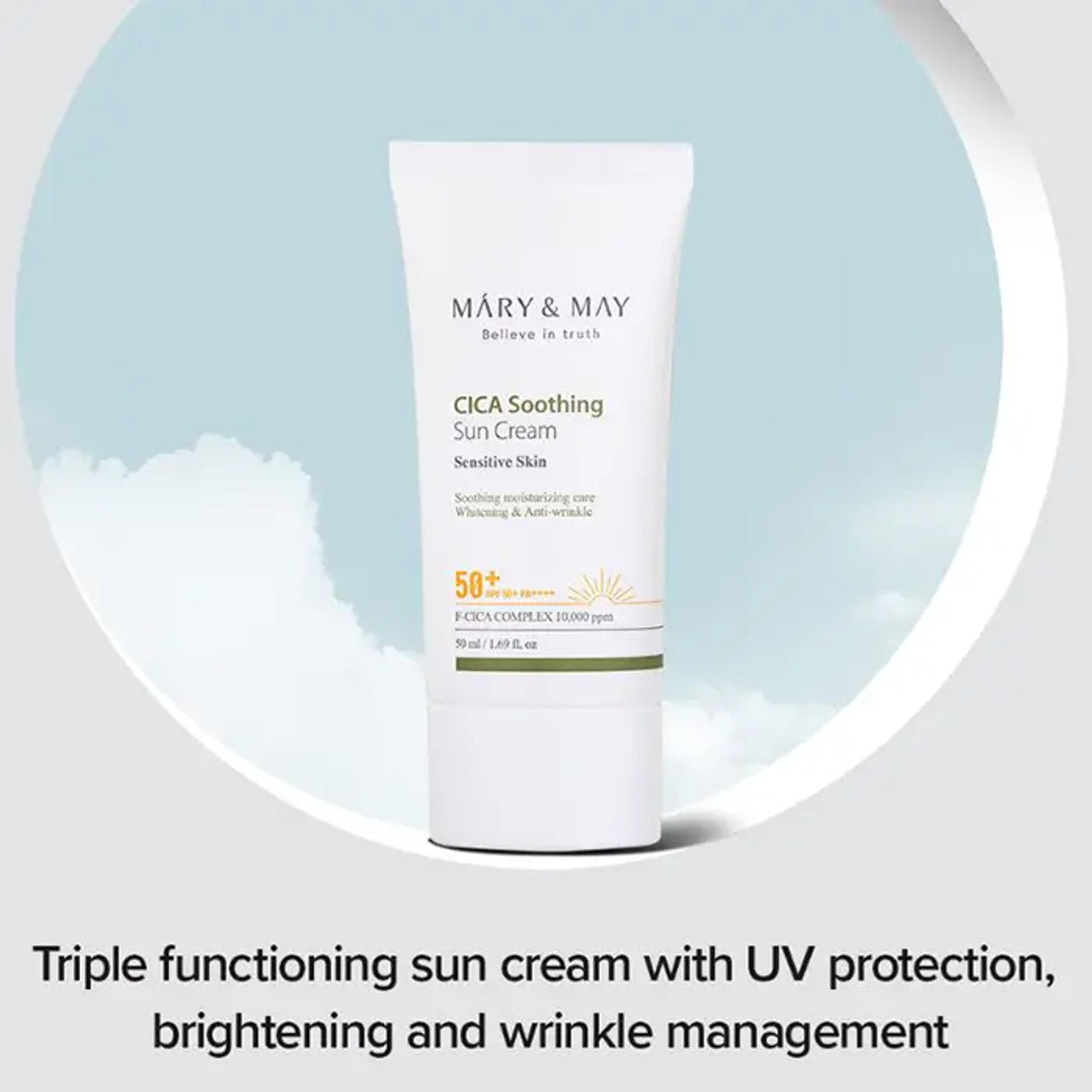 Cica Soothing Sun Cream SPF50+/PA++++ - Soothing and Moisturizing Sunscreen - 50ml