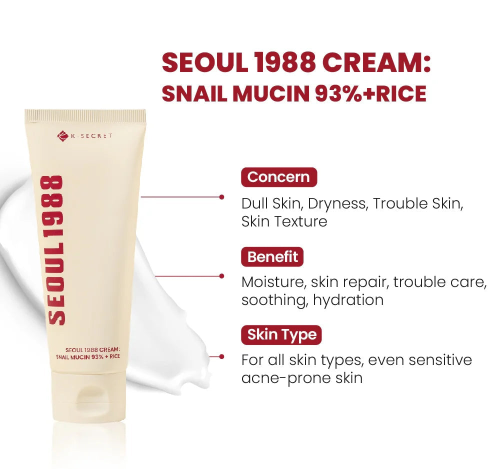 Cream : Snail Mucin 93% + Rice 100ml