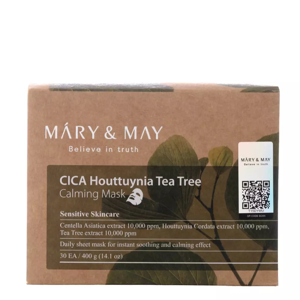 Mary&May - Cica Houttuynia Tea Tree Calming Mask - Soothing Face Mask Set - 30τμχ