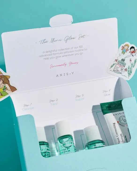 The Mini Glow Set Cleanser 8 ml + Toner 5 ml + Ampoule 5ml + serum 5 ml