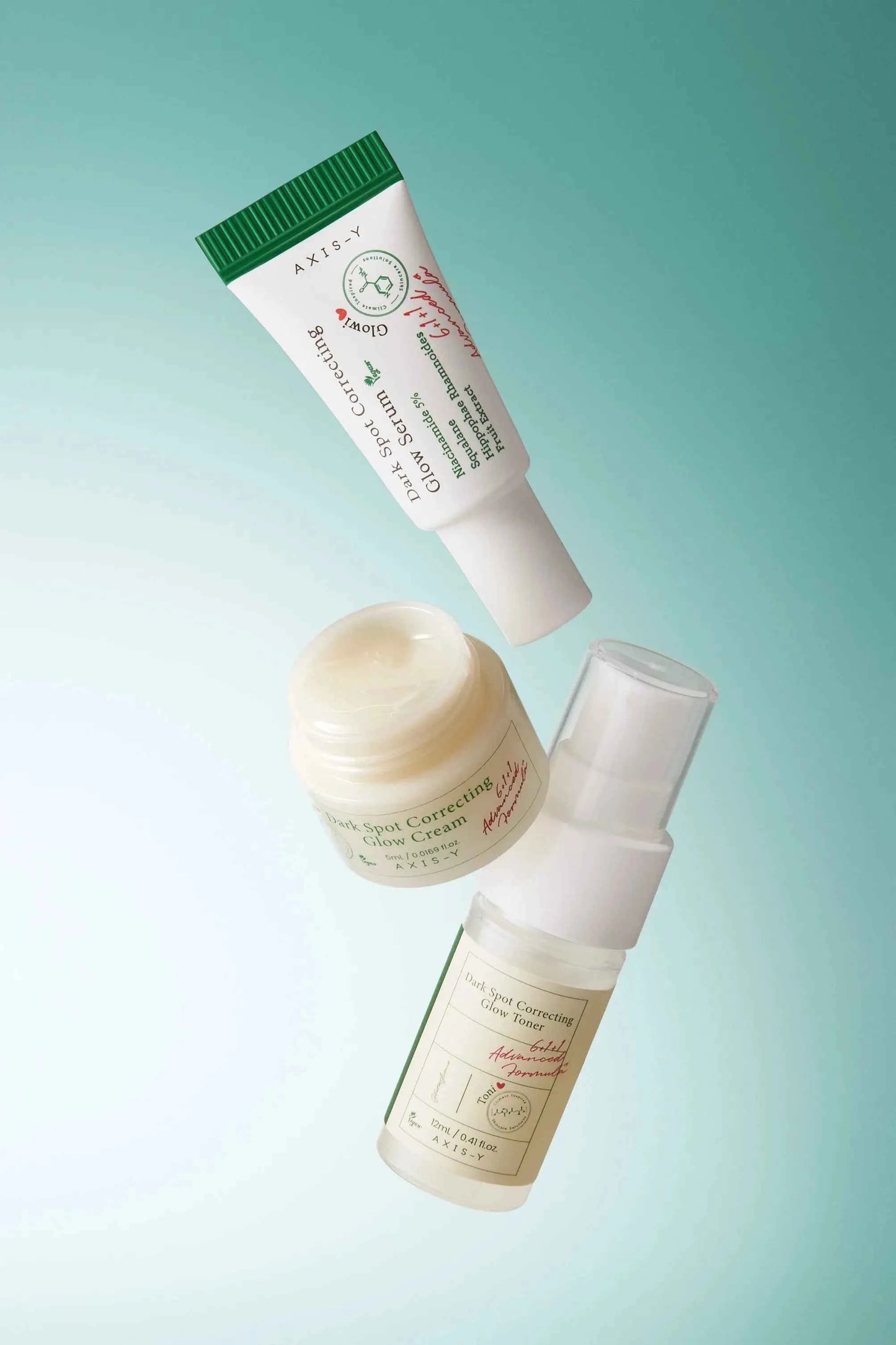 The Mini Glow Trio Toner 12 ml + Serum 5 ml + Cream 5 ml